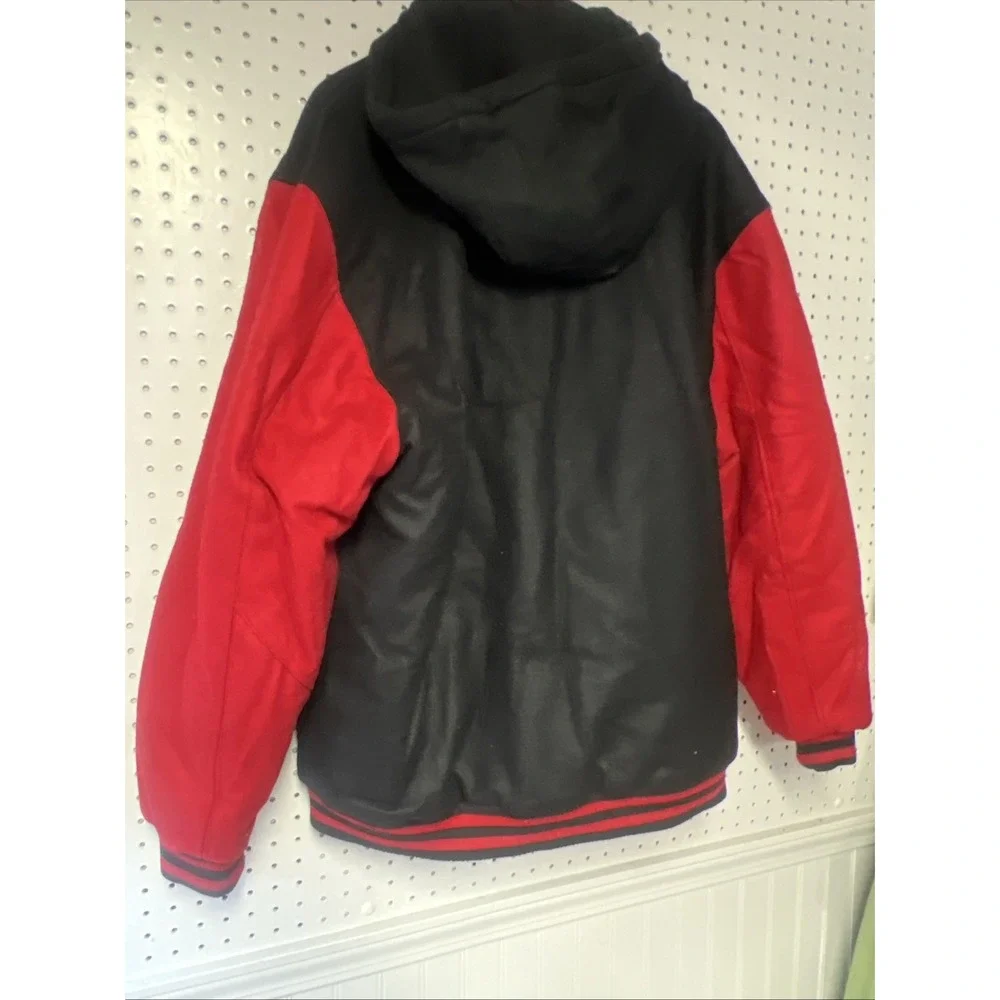 CSG Champs Sports Gear Men Size 2XL, Lettermans‎ Jacket Look Black /Red Hooded